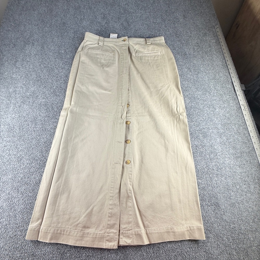 Tommy Hilfiger Vintage Tan Khaki Button Front Maxi Skirt Size 14 NWT